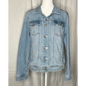 Universal Thread Light Blue Distressed Denim Jacket Size Med, NWOT